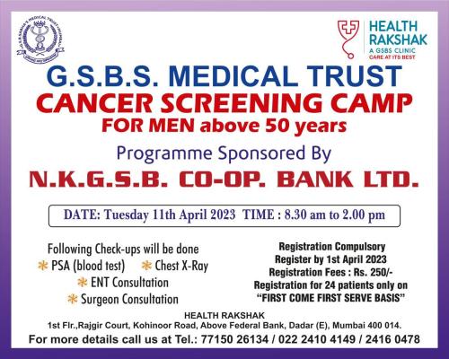 Cancer Camp for Men above 50 years by GSBS Medical Trust