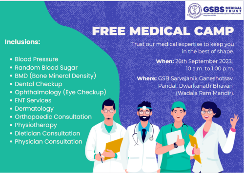 Free Medical Camp by GSBS Medical Trust on 26th September 2023